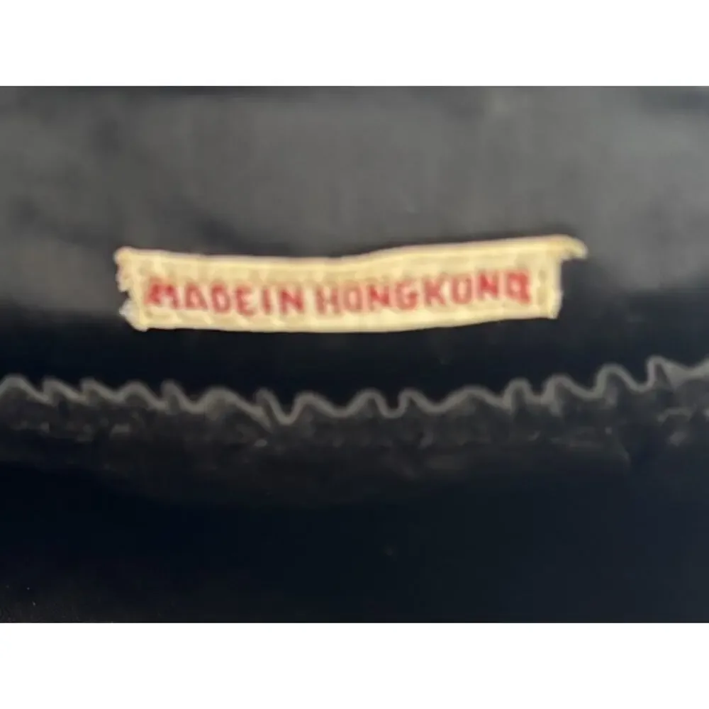 Floral Clutch VTG 60s 70s Black Silk Embroidered Evening Bag Hong Kong